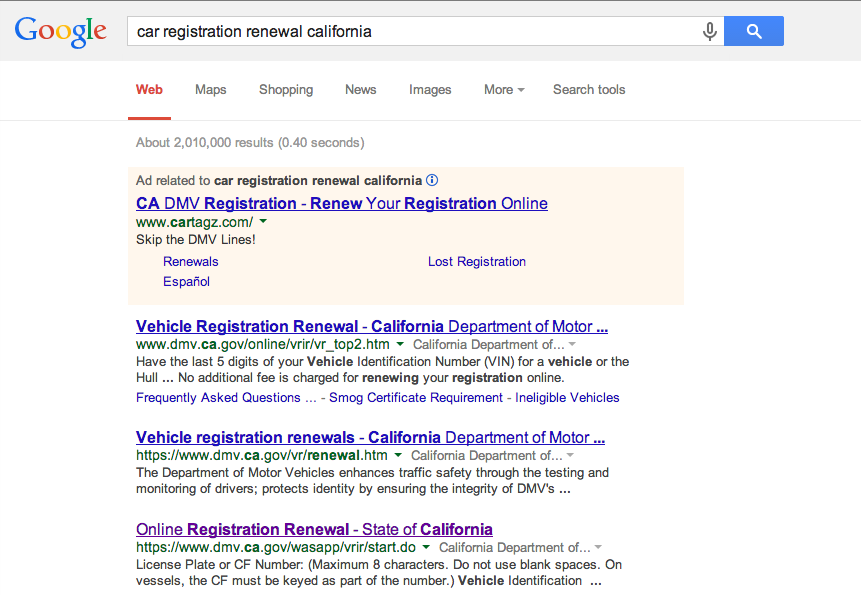 pay car registration online california