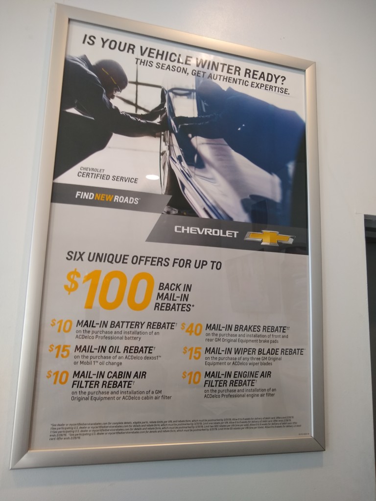Chevrolet Dealership Rebates Poster Truth In Advertising