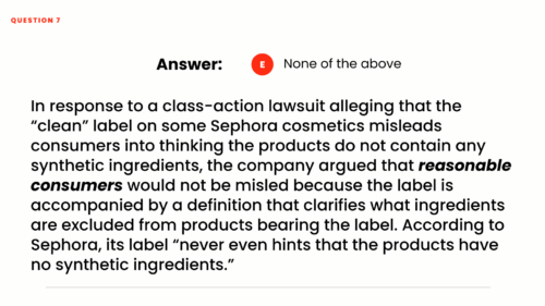 2023 Reasonable Consumer Quiz