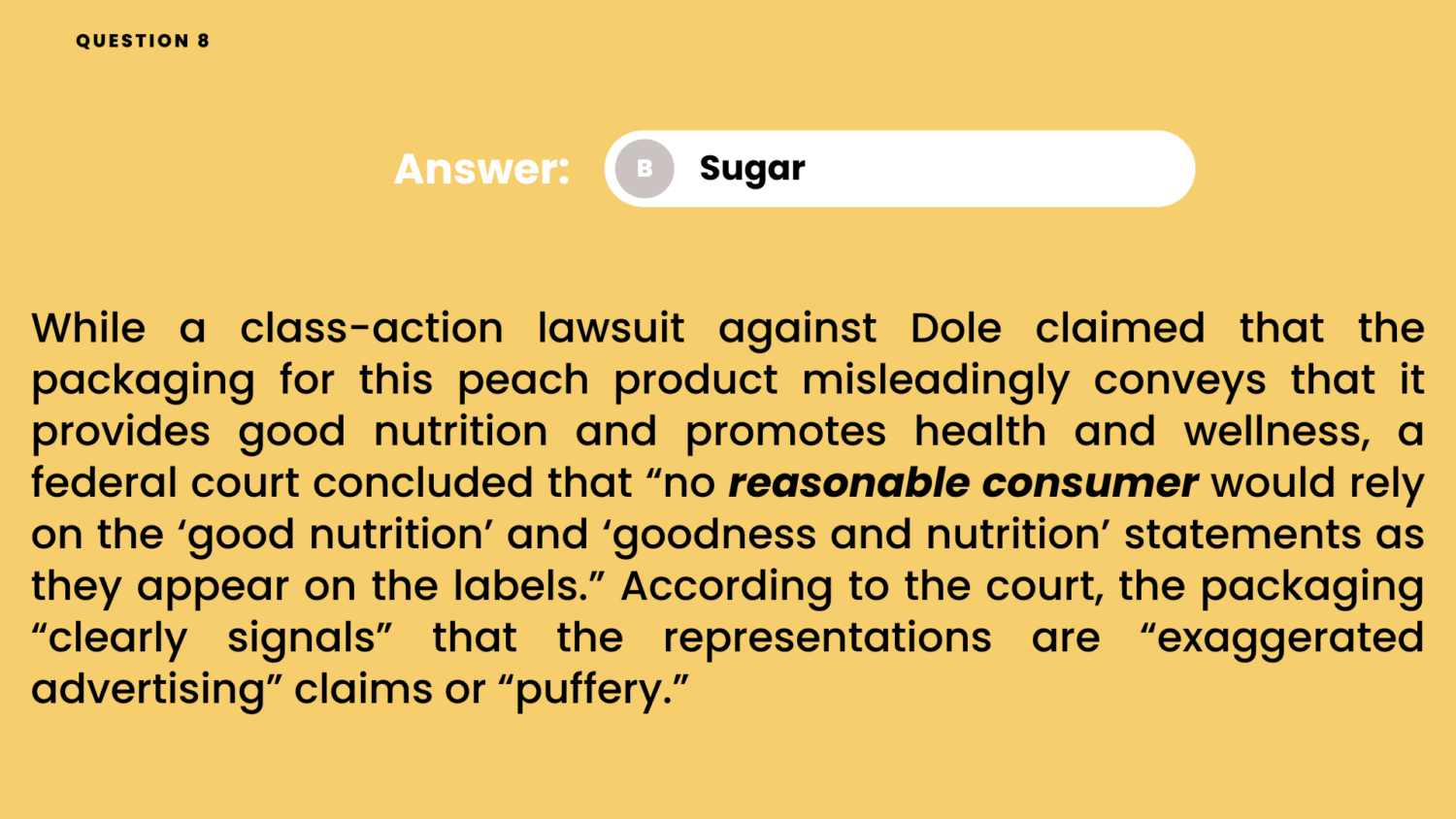 2024 Reasonable Consumer Quiz