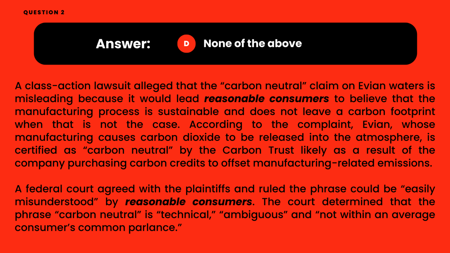 2024 Reasonable Consumer Quiz