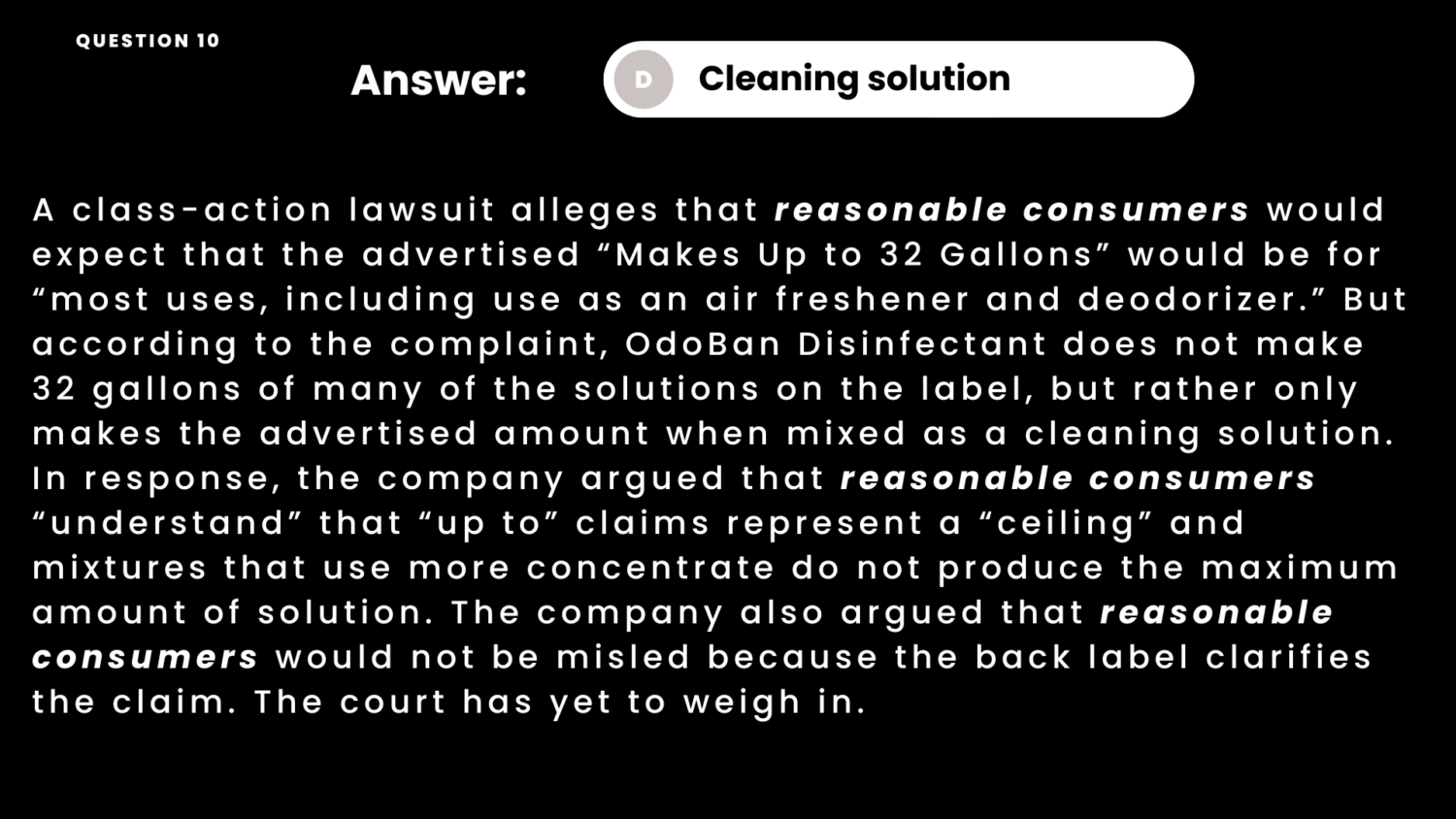 2024 Reasonable Consumer Quiz