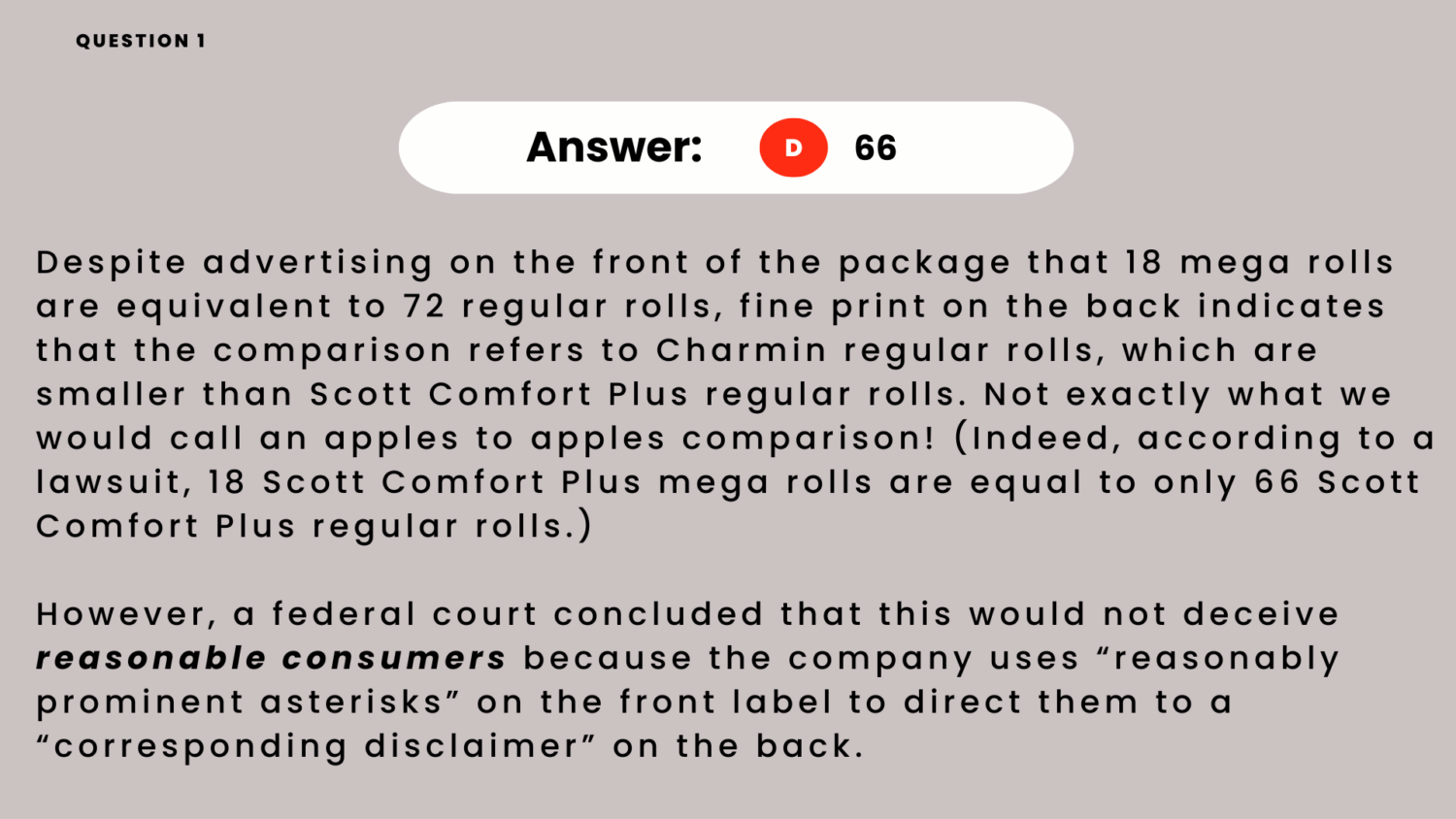 2024 Reasonable Consumer Quiz