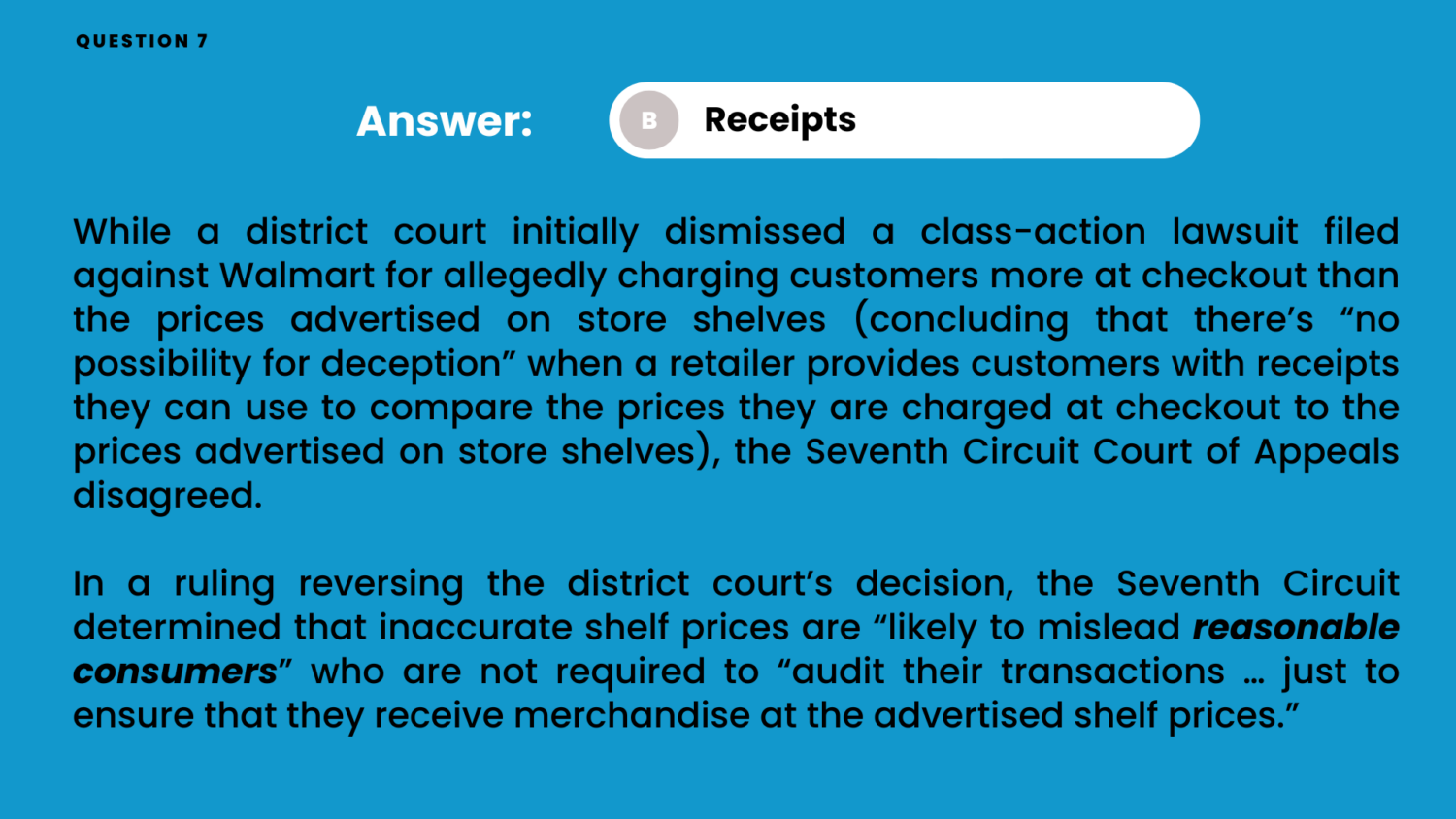 2024 Reasonable Consumer Quiz